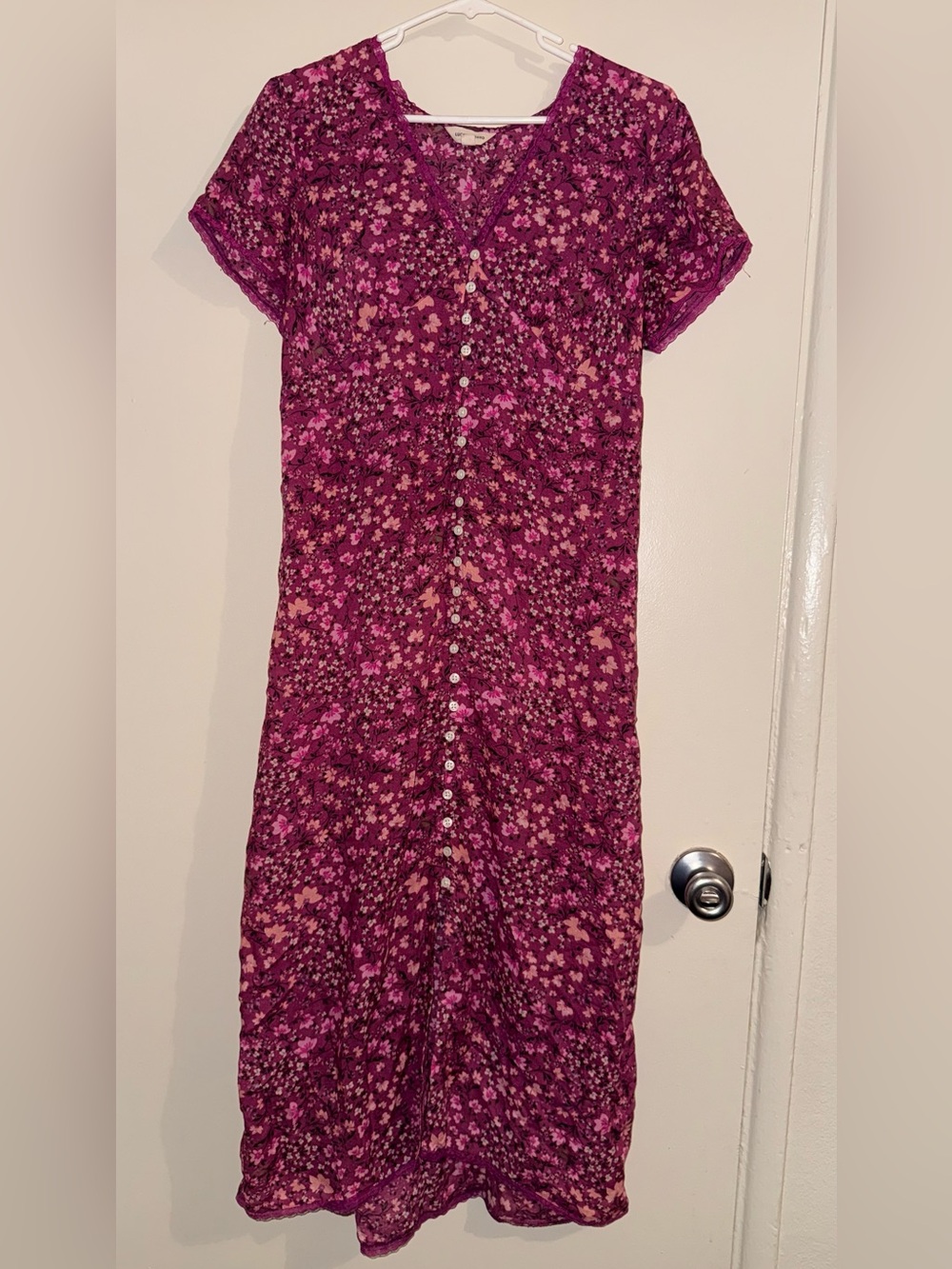 Lucky Brand Girls' Magenta Floral Button-Front Dress